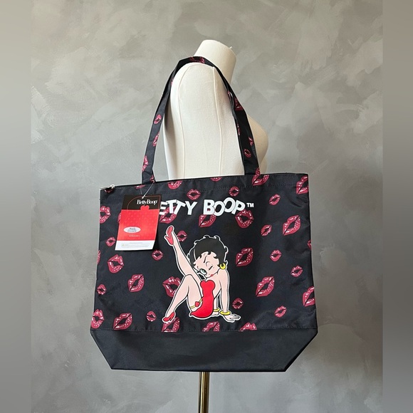 Betty Boop Handbags - Betty Boop Canvas Tote Bag with Coin Purse Red Lips Super Cute!